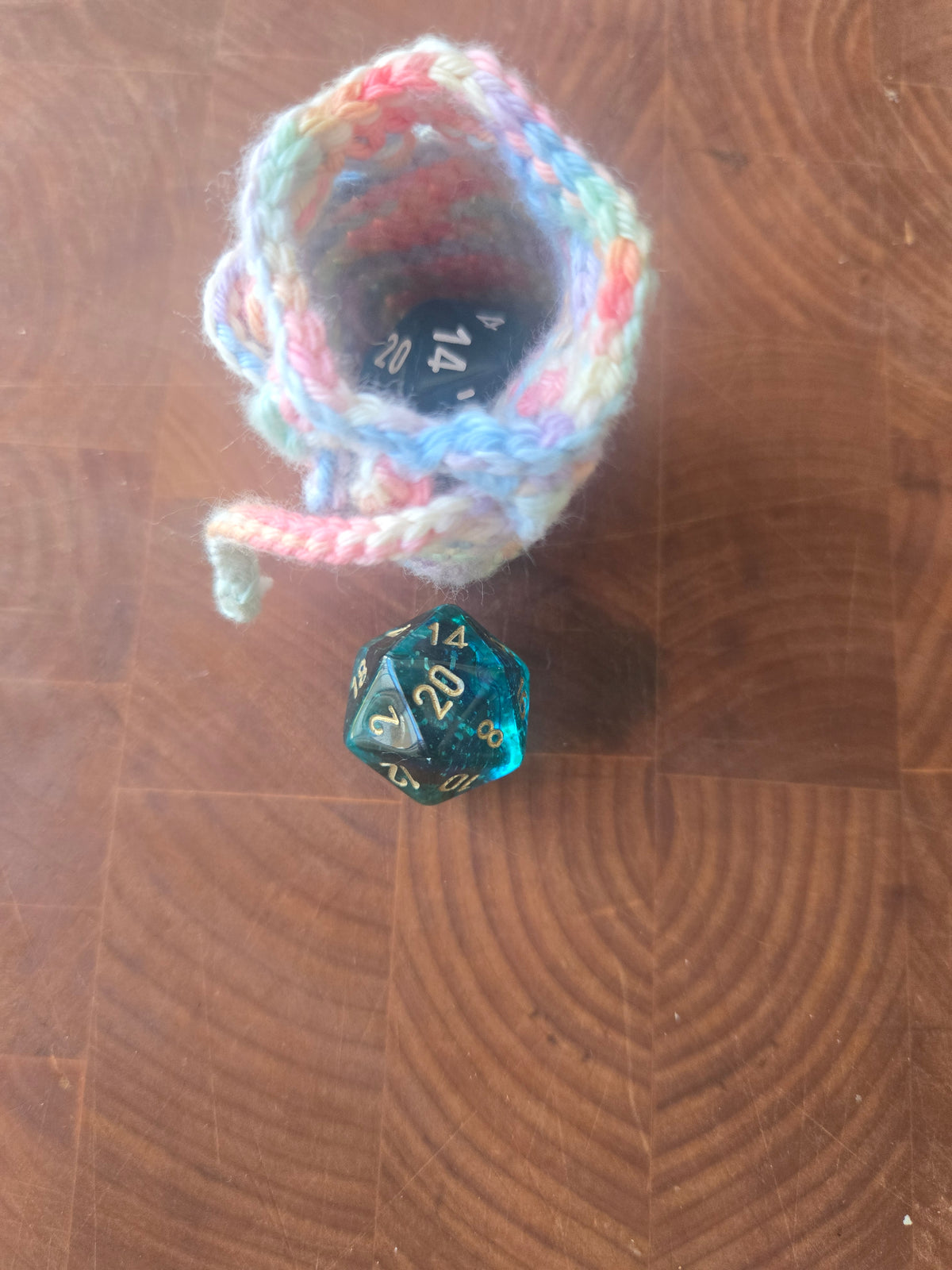 Rainbow D20 sized dice bag