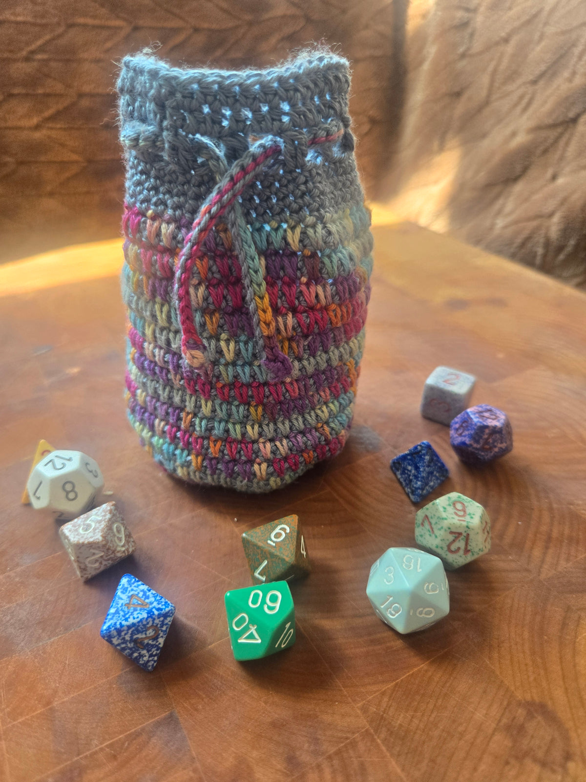 Extra large rainbow dice bag!