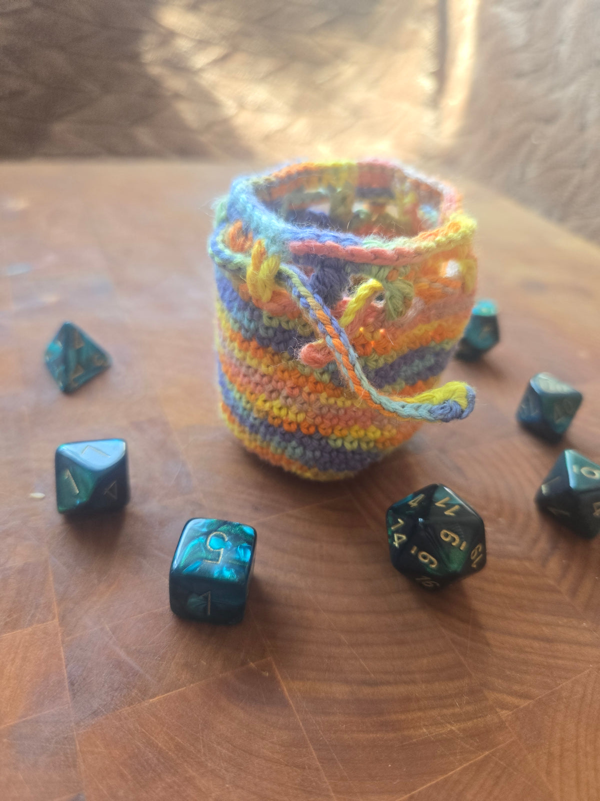 Bright Rainbow 7 die dice bag!