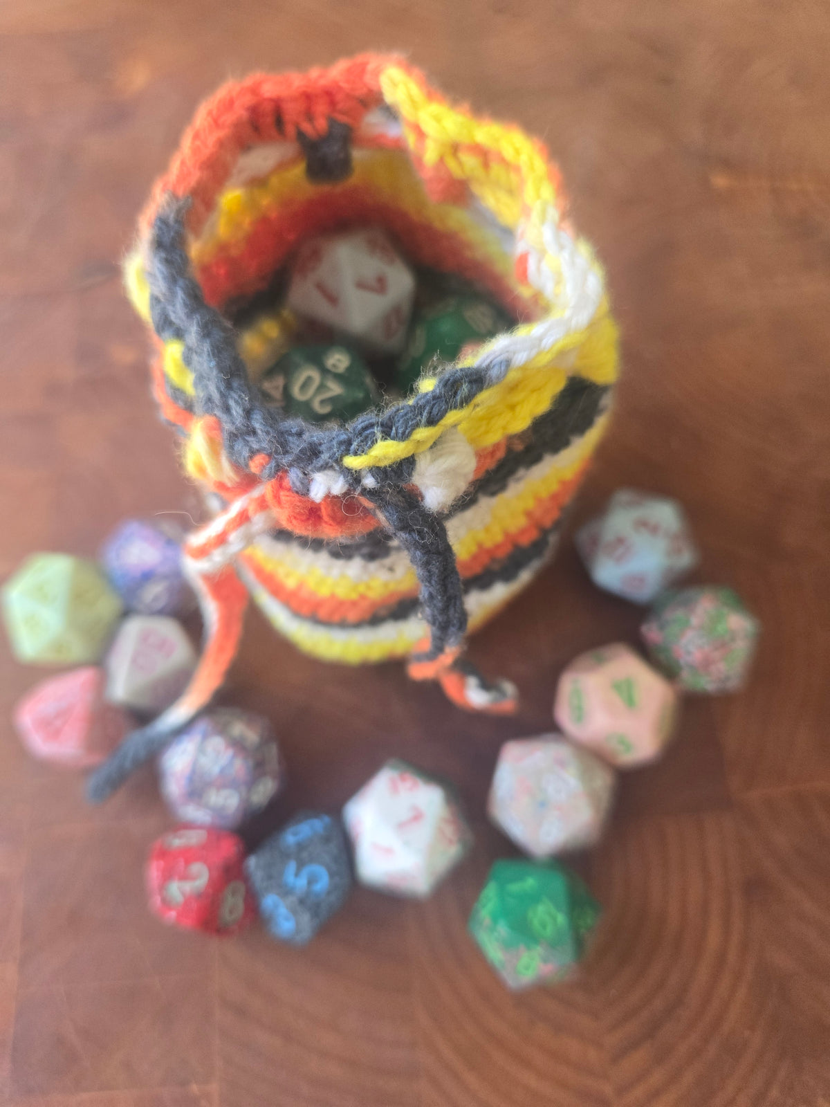 Large multicoloured dice bag