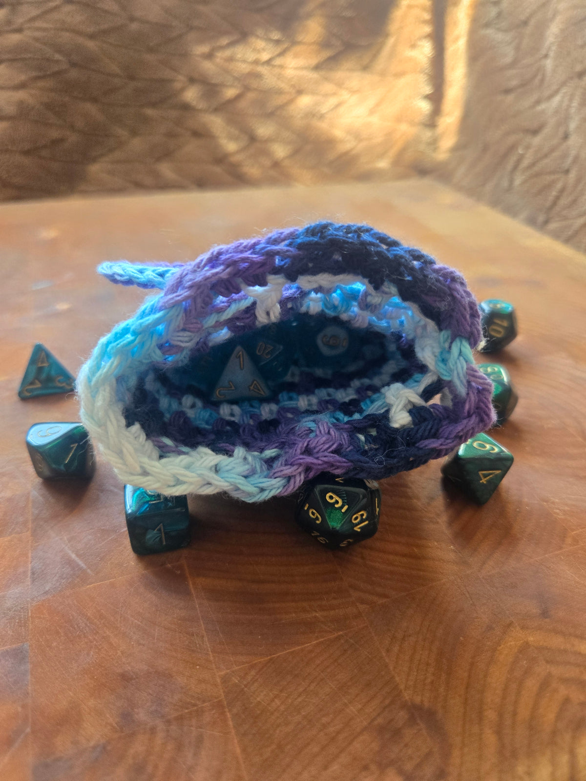 Purple, Blue and White dice pouch!