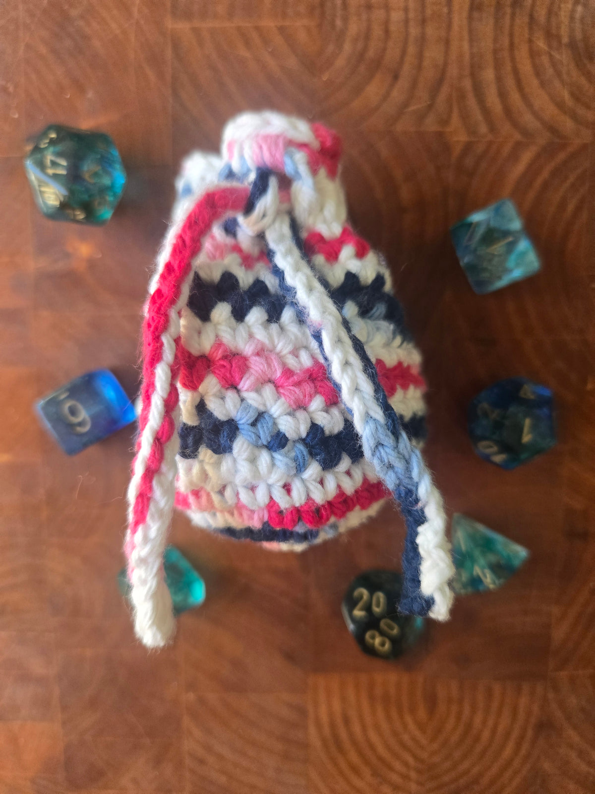 Red white and blue 7 die set Dice bag!