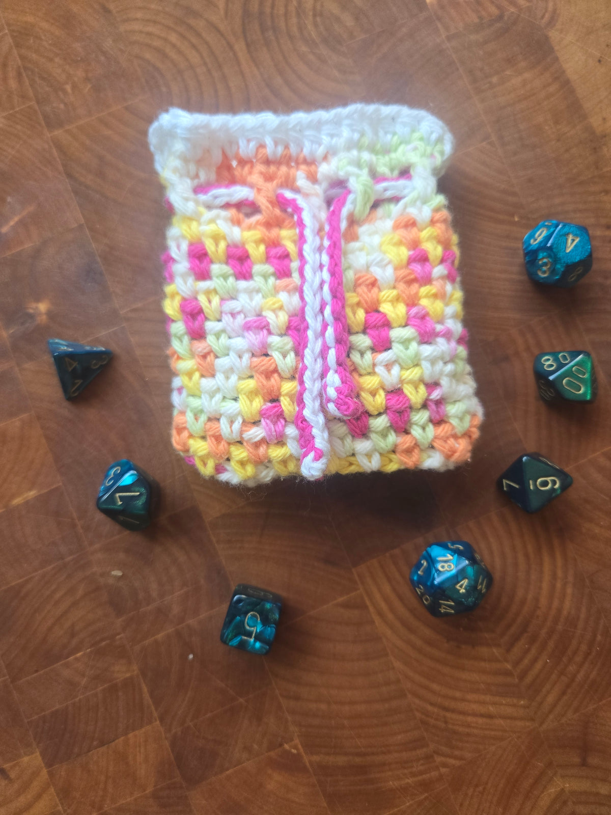 Multicoloured dice pouch!