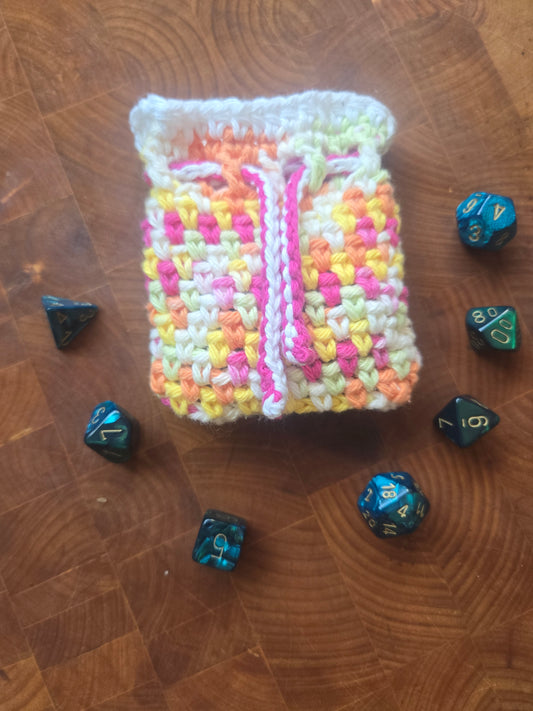 Multicoloured dice pouch!
