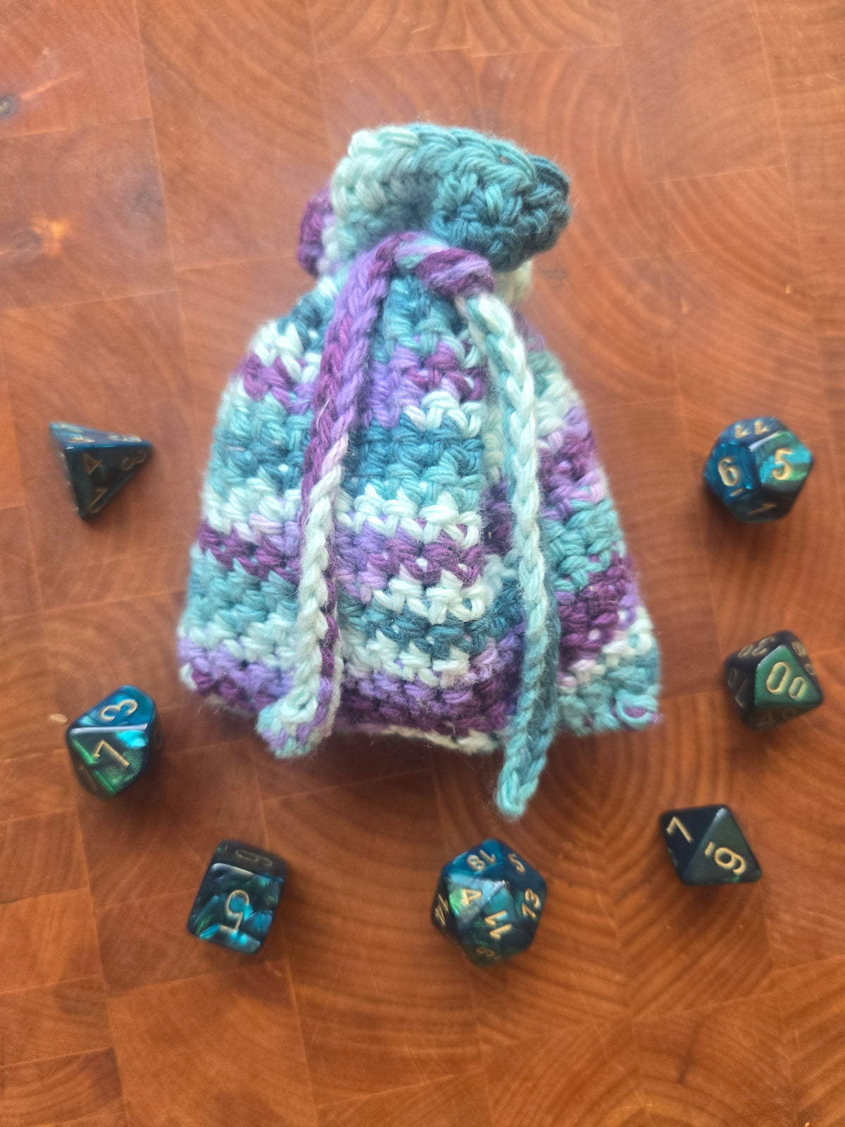 Purple and Teal dice pouch!