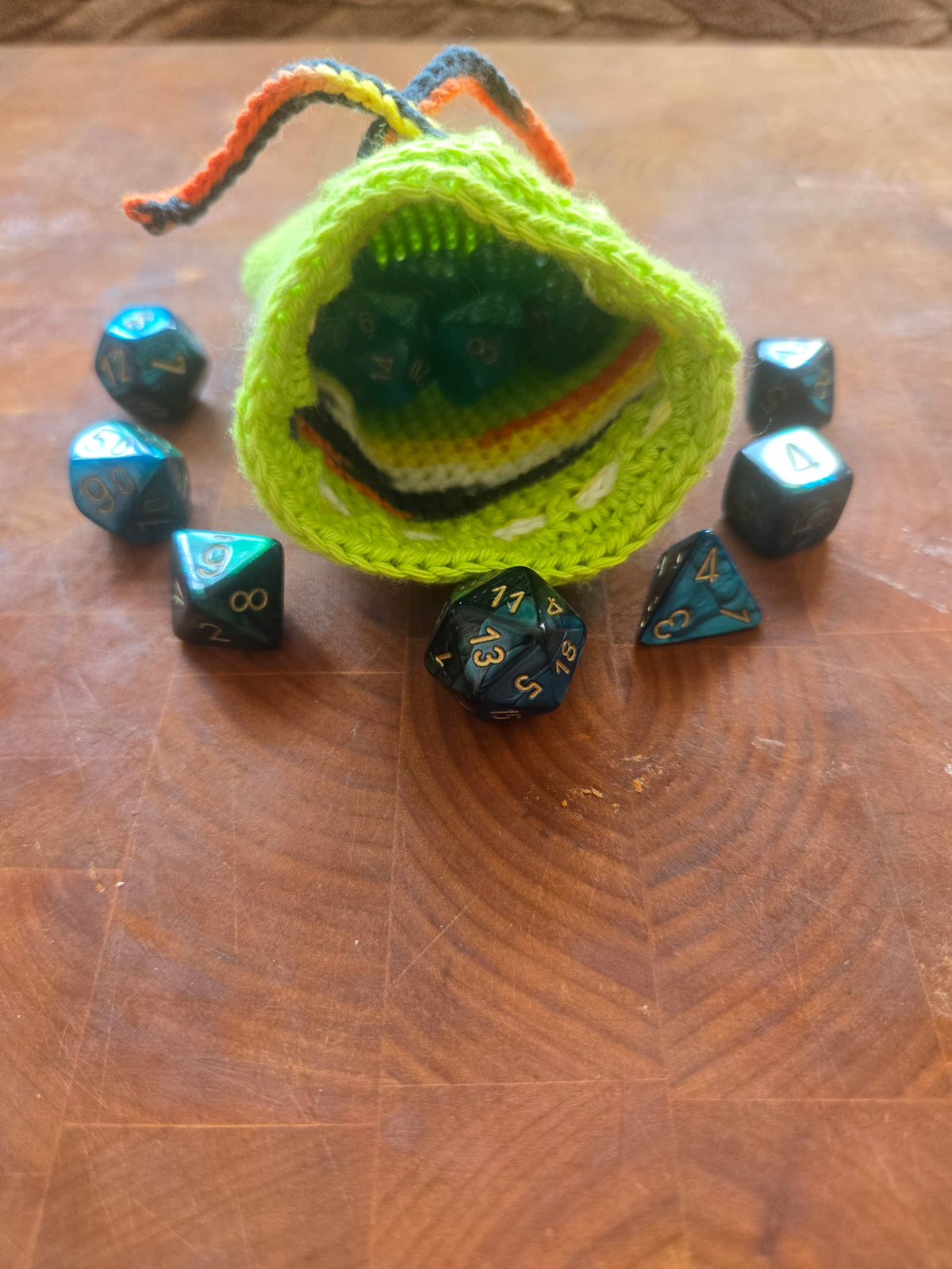 Multicoloured striped Dice pouch