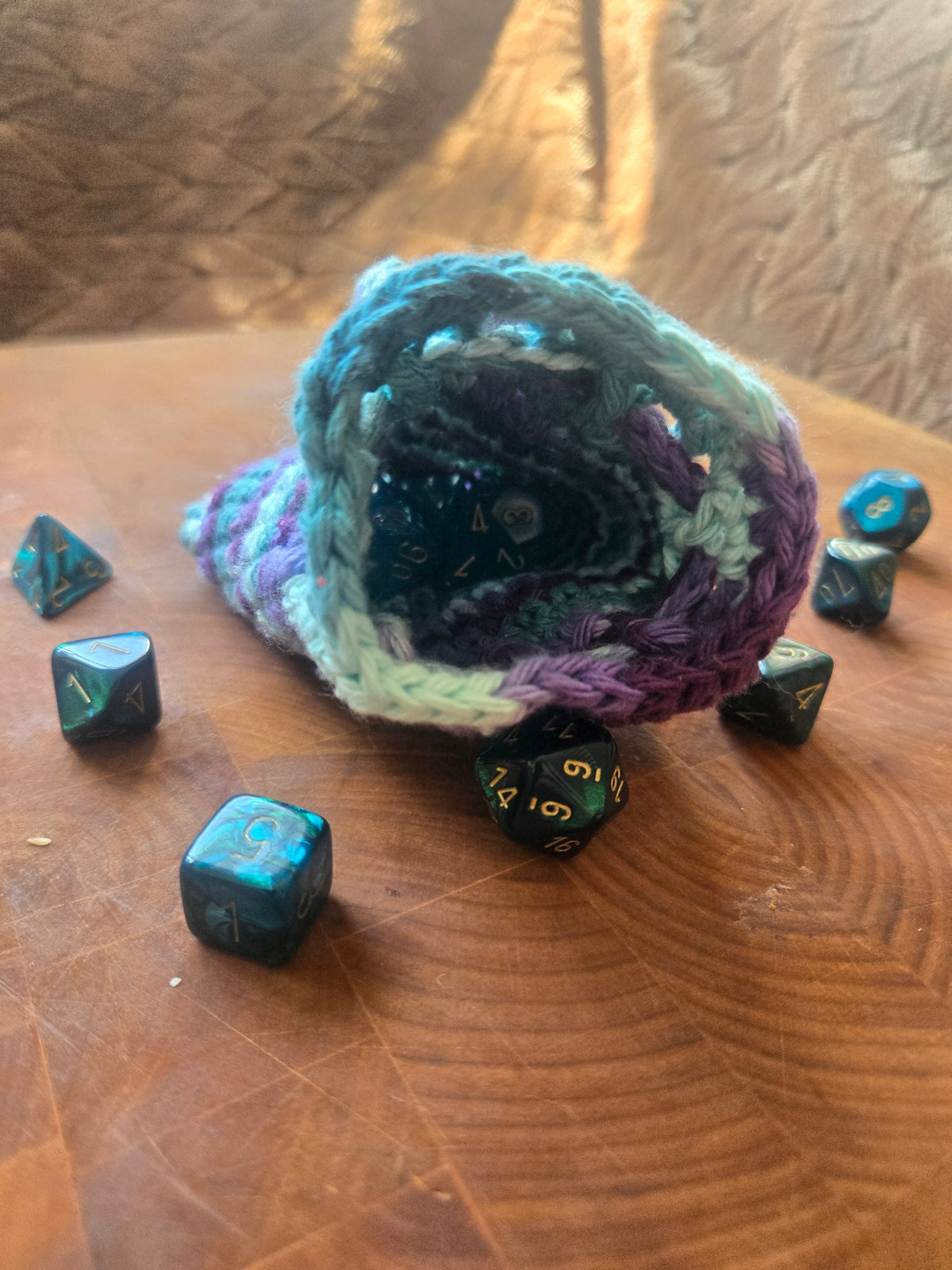 Purple and Teal dice pouch!