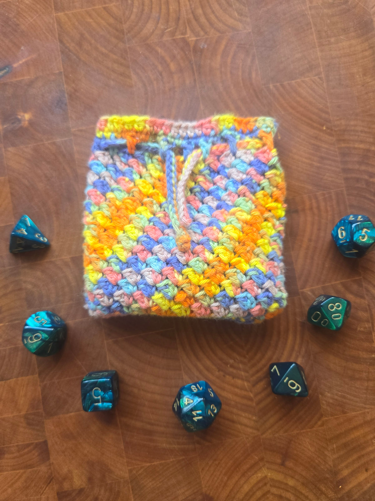 Bright Rainbow dice pouch!