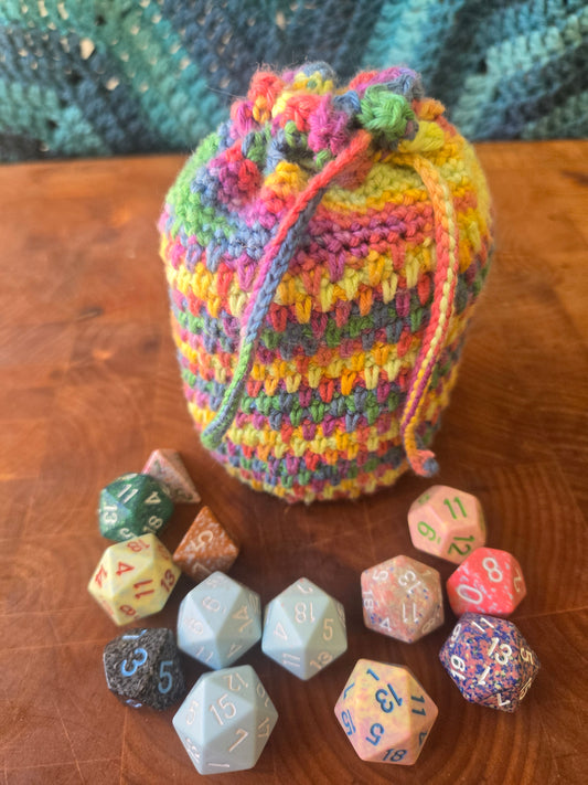 Extra large rainbow dice bag