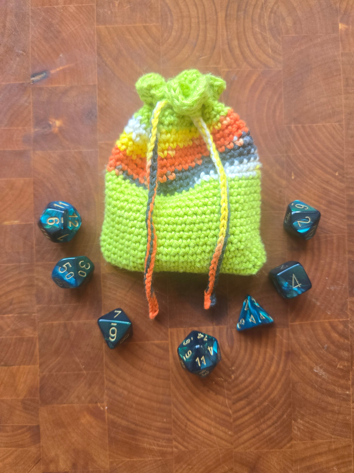 Multicoloured striped Dice pouch