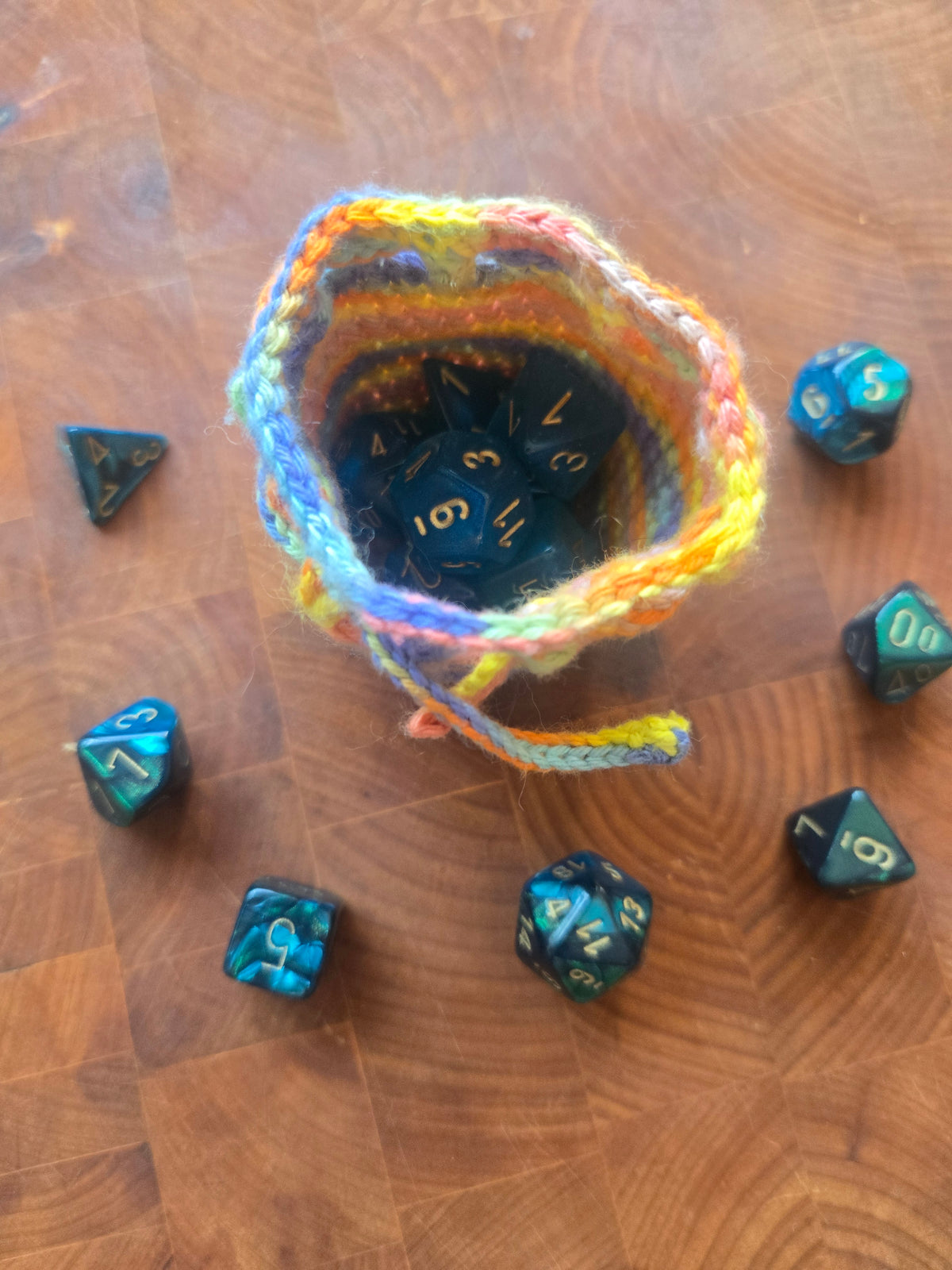 Bright Rainbow 7 die dice bag!